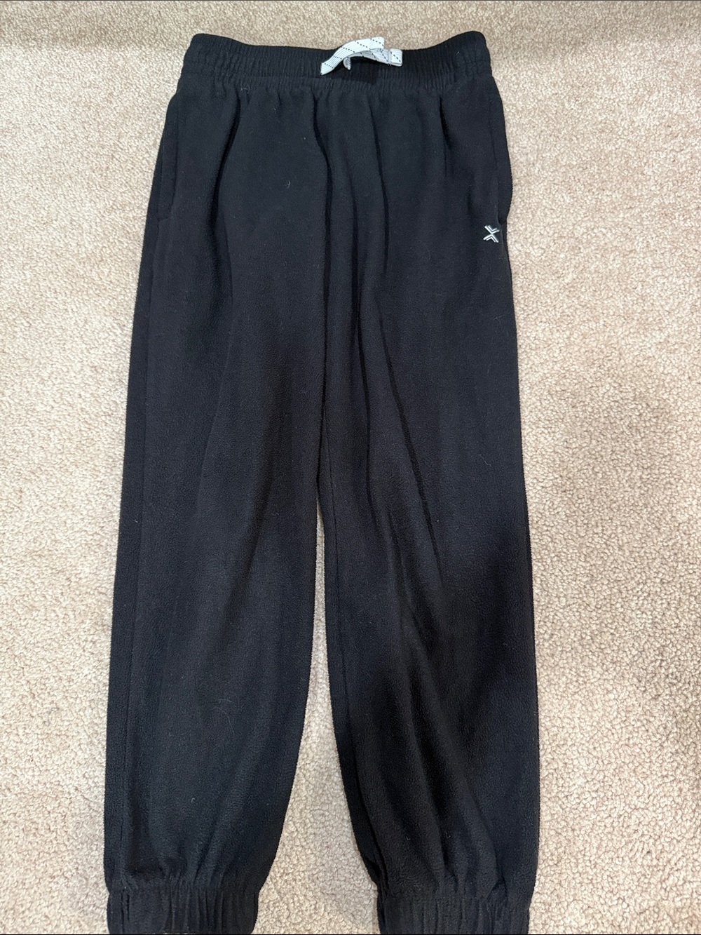 Kids Black Fleece Jogger Sweatpants with Elastic Waist and Cuffed Ankles